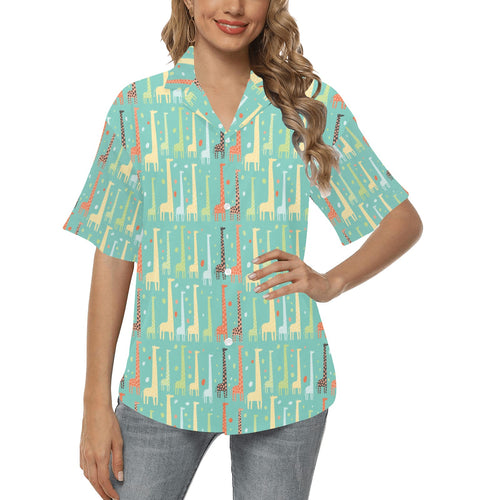 Giraffe Pattern Print Design 01 Women's All Over Print Hawaiian Shirt