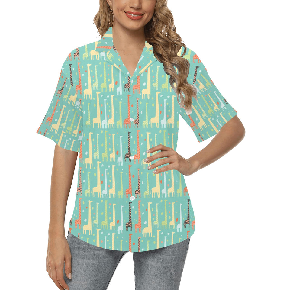 Giraffe Pattern Print Design 01 Women's All Over Print Hawaiian Shirt