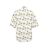 Silhouettes of goat and tree pattern Women's All Over Print Hawaiian Shirt