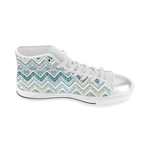 zigzag  chevron paint design pattern Women's High Top Canvas Shoes White