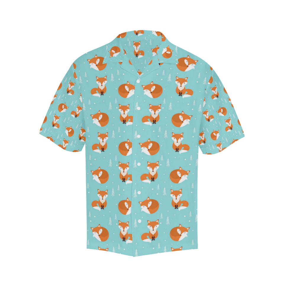 Fox pattern blue b ackground Men's All Over Print Hawaiian Shirt