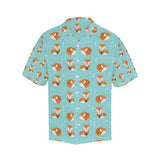 Fox pattern blue b ackground Men's All Over Print Hawaiian Shirt