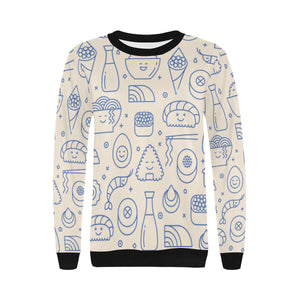 Cute sushi icon pattern Women's Crew Neck Sweatshirt