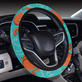 Octopus turquoise background Car Steering Wheel Cover