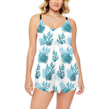 Coral Reef Pattern Print Design 04 Chest Sexy Pleated Two Piece Swim Dress