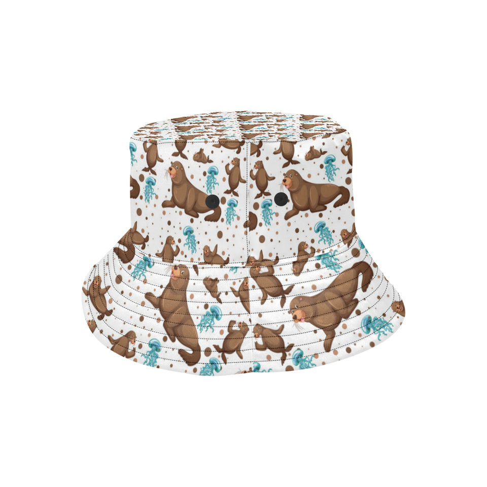 sea lion Seals jellyfish pattern Unisex Bucket Hat