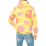 Grapefruit yellow background Men's Padded Hooded Jacket