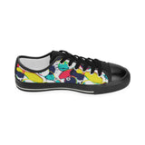 watercolor bowling ball pins Women's Low Top Canvas Shoes Black