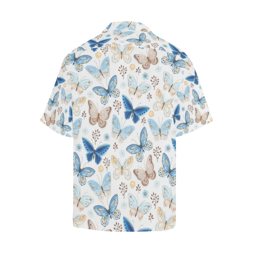 blue butterfly pattern Men's All Over Print Hawaiian Shirt