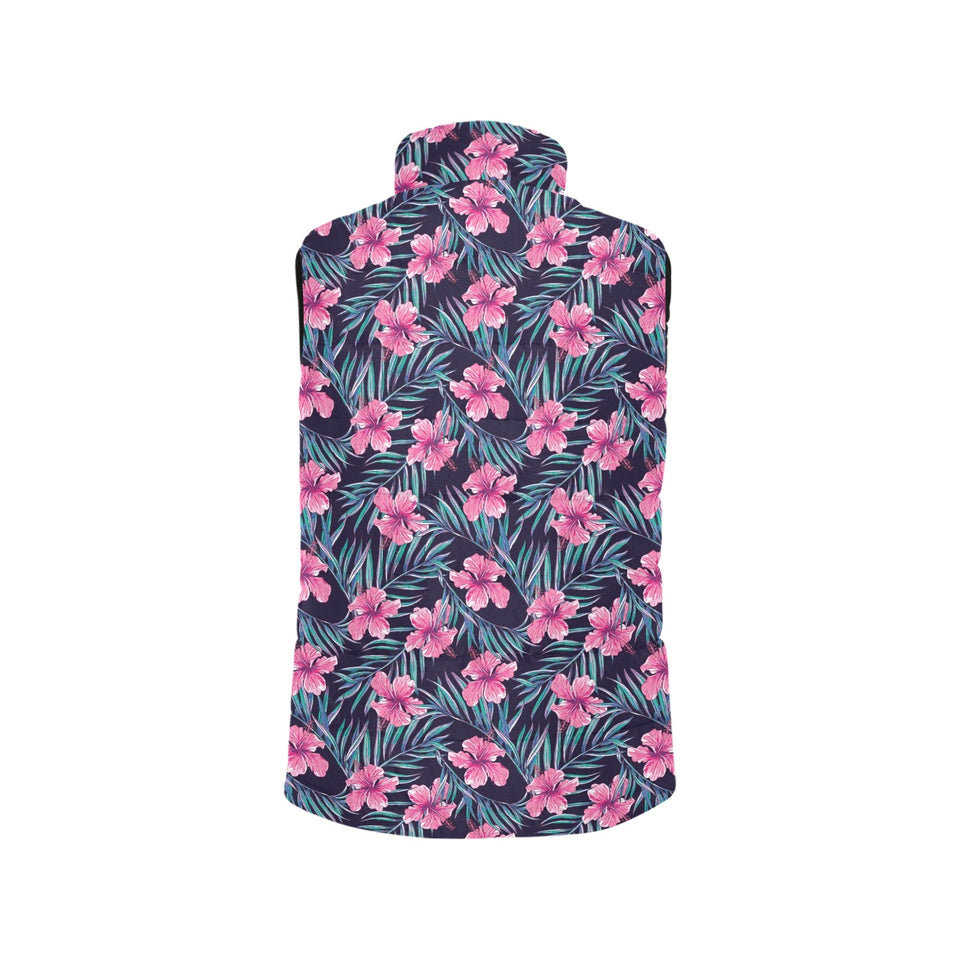 Hibiscus Pattern Print Design 05 Women's Padded Vest