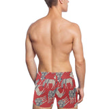 Zebra abstract red background Men's Swimming Trunks