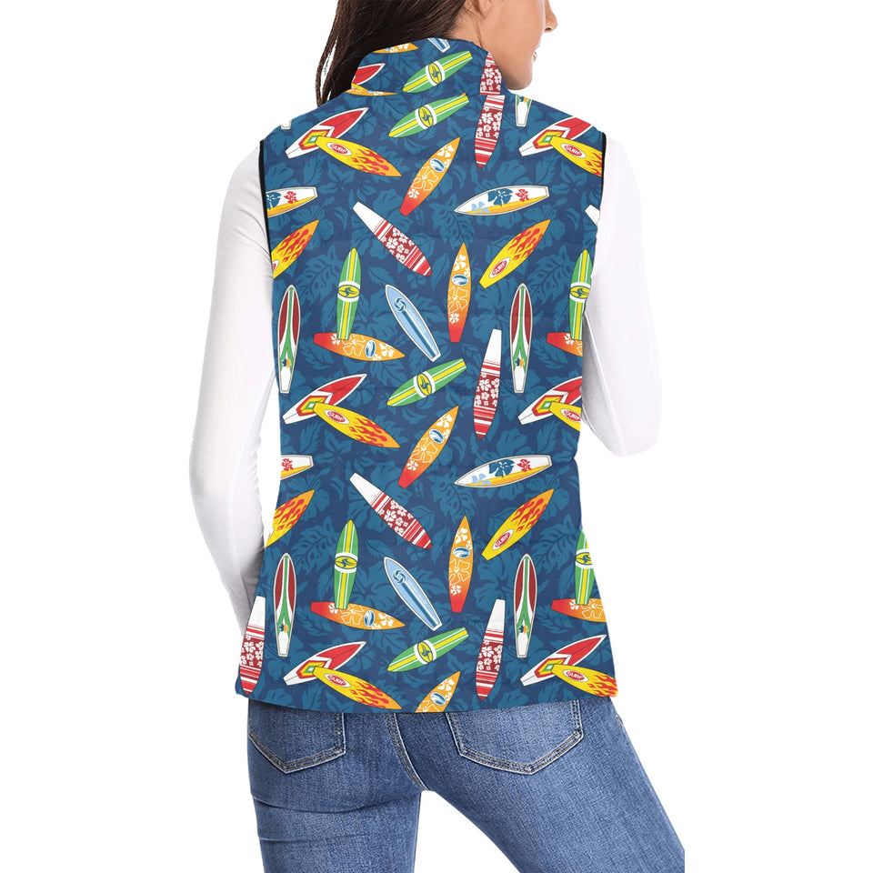 Surfboard Pattern Print Design 01 Women's Padded Vest