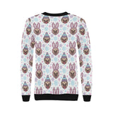 Cute pug hat rabbit costume pattern Women's Crew Neck Sweatshirt