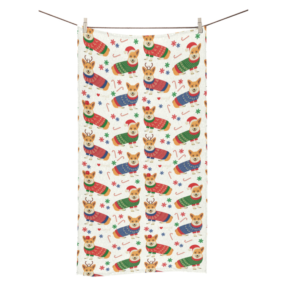Corgi Christmas Pattern Bath Towel