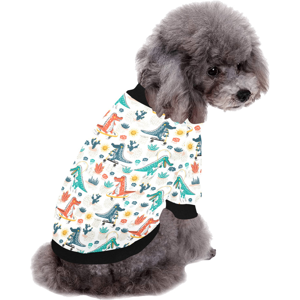 Cute Crocodile Pattern All Over Print Pet Dog Round Neck Fuzzy Shirt