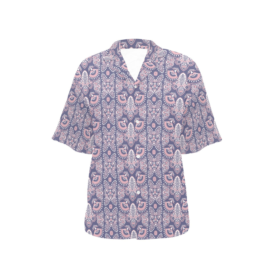 Indian Batik Style pattern Women's All Over Print Hawaiian Shirt