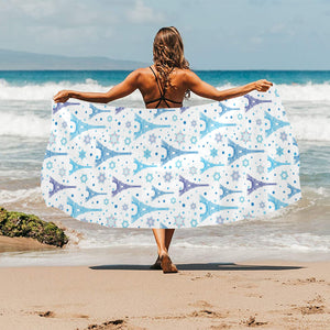 Blue Eiffel Tower Theme Pattern Print Design 01 Beach Towel