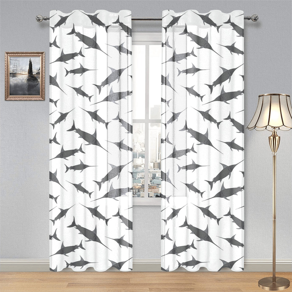 Swordfish Pattern Print Design 04 Gauze Curtain