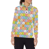 Chemistry Periodic Table Pattern Print Design 01 Women's Long Sleeve Polo Shirt