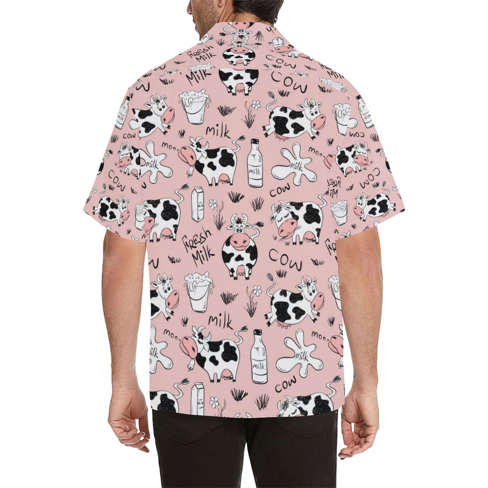 Cows milk product pink background Men's All Over Print Hawaiian Shirt