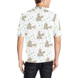 Cute Rhino pattern background Men's All Over Print Polo Shirt