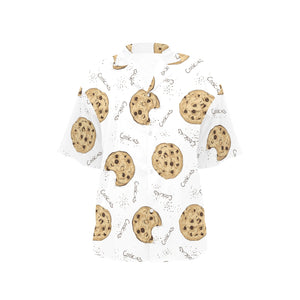 Sketch style cookie pattern Women's All Over Print Hawaiian Shirt