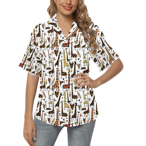 Giraffe Pattern Print Design 05 Women's All Over Print Hawaiian Shirt