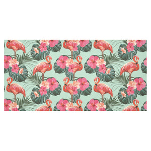 Beautiful flamingo tropical palm leaves hibiscus p Tablecloth