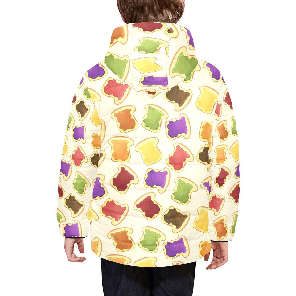 Bread Toast Pattern Print Design 02 Kids' Boys' Girls' Padded Hooded Jacket