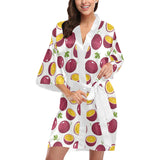 Passion fruit design pattern Women's Short Kimono Robe