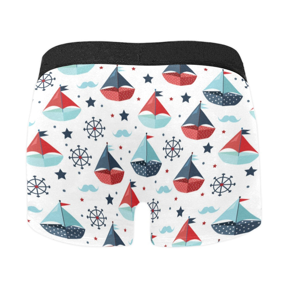 Cute color paper sailboat pattern Men's All Over Print Boxer Briefs Men's Underwear