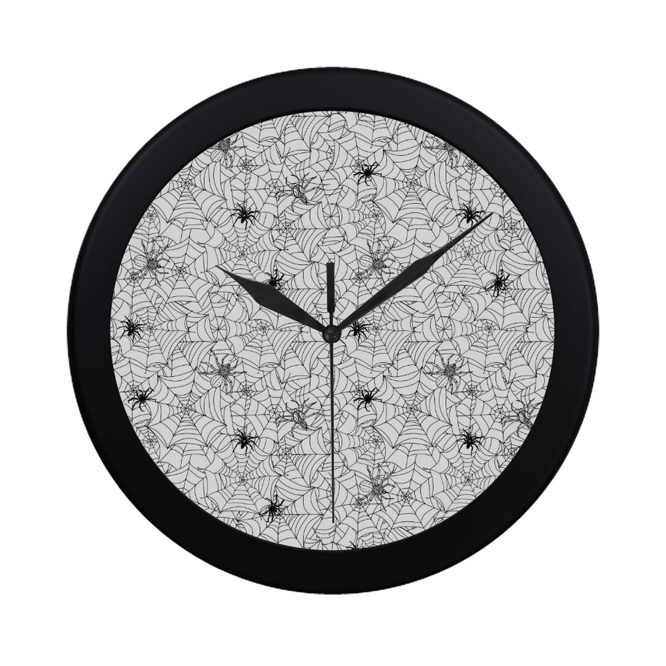 Spider web cobweb pattern Elegant Black Wall Clock