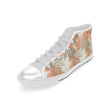 Cocoa beans Cocoa tree pattern Men's High Top Canvas Shoes White