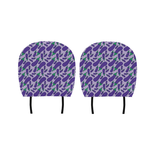 Eggplant Pattern Print Design 03 Car Headrest Cover