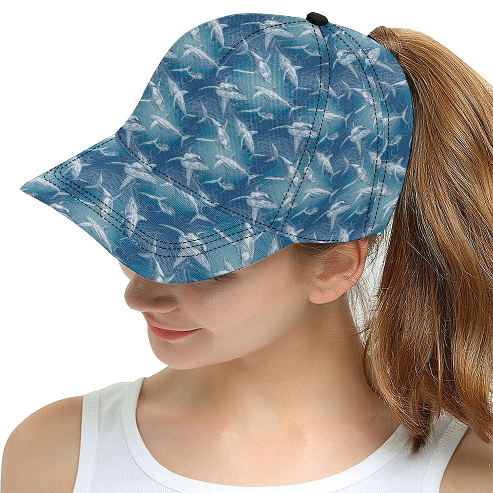 Shark hand drawn All Over Print Snapback Cap