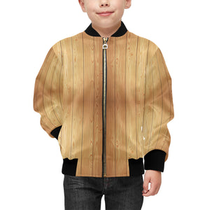 Wood Printed Pattern Print Design 05 Kids' Boys' Girls' Bomber Jacket