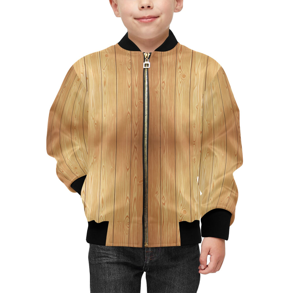 Wood Printed Pattern Print Design 05 Kids' Boys' Girls' Bomber Jacket