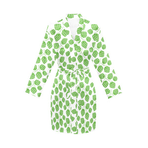 Hop pattern background Women's Long Sleeve Belted Night Robe