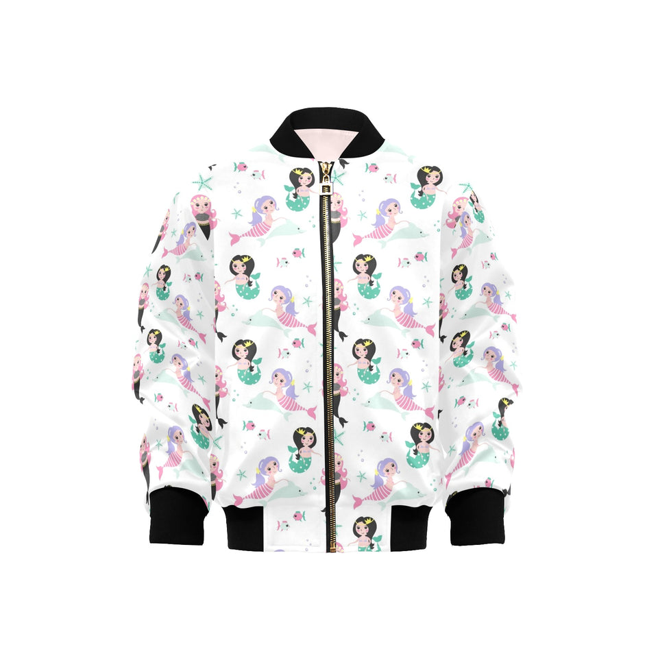 cute mermaid dolphin fish starfish pattern Kids' Boys' Girls' Bomber Jacket