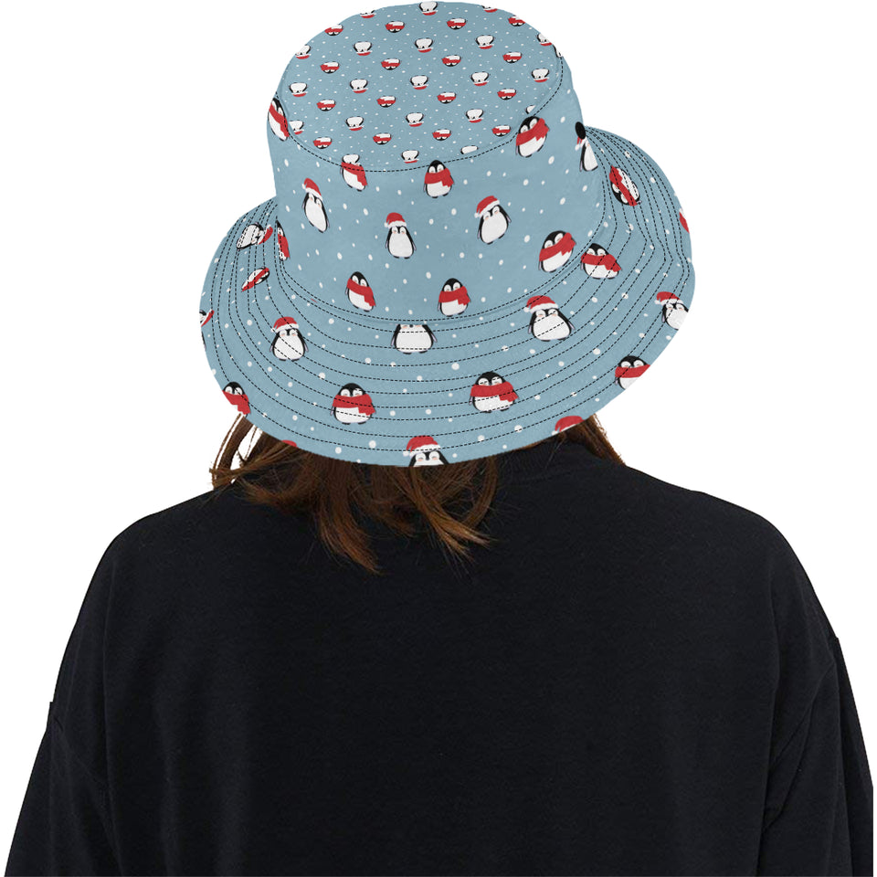 Cute penguin christmas snow pattern Unisex Bucket Hat