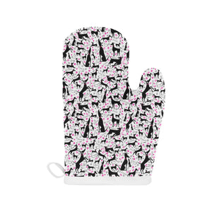 Greyhound Pattern Print Design 02 Heat Resistant Oven Mitts