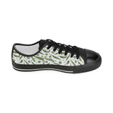 Hand drawn sketch style green Chili peppers patter Kids' Boys' Girls' Low Top Canvas Shoes Black