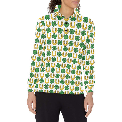 Horseshoes Pattern Print Design 04 Women's Long Sleeve Polo Shirt