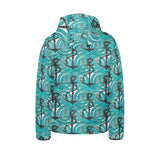 Anchor nautical green background Kids' Boys' Girls' Padded Hooded Jacket