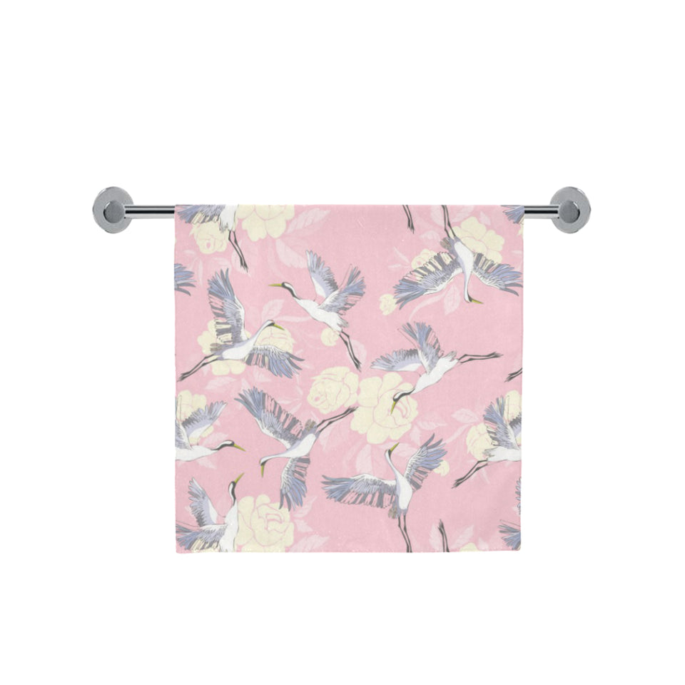 Japanese crane rose pattern Bath Towel