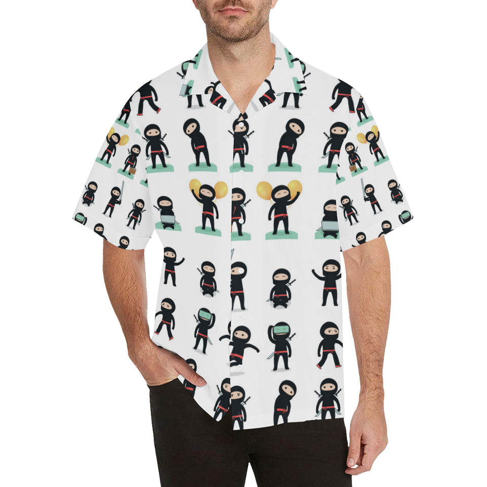 Cute ninja katana sword pattern Men's All Over Print Hawaiian Shirt