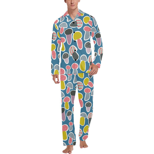 Colorful mushroom design pattern Men's Long Pajama Set