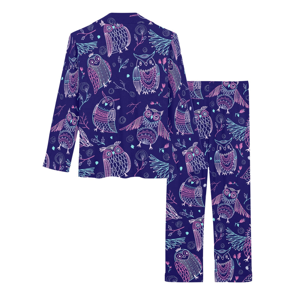 Cute owls pattern boho style ornament Women's Long Pajama Set