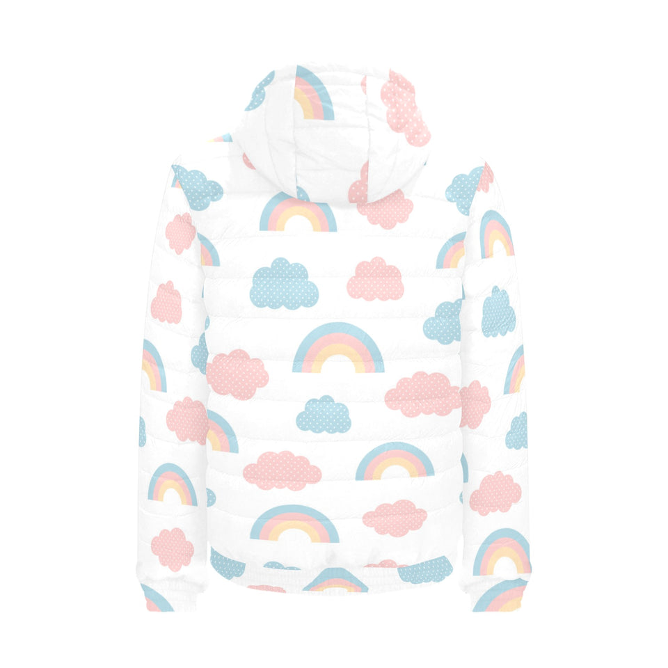 Cute rainbow clound pattern Men's Padded Hooded Jacket