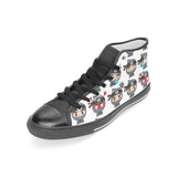 Cute ninja design pattern Women's High Top Canvas Shoes Black